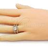 Anillo Multi Piedra 01.284.0104 Oro Laminado, Diseño de Ojo Griego, con Blanca Zirconia Cubica, Pulido, Tono Dorado (One size fits all)