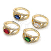 Anillo Multi Piedra 01.284.0104 Oro Laminado, Diseño de Ojo Griego, con Blanca Zirconia Cubica, Pulido, Tono Dorado (One size fits all)