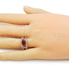 Anillo Multi Piedra 01.284.0104.2 Oro Laminado, Diseño de Ojo Griego, con Granate and Blanca Zirconia Cubica, Pulido, Tono Dorado (One size fits all)