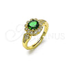 Anillo Multi Piedra 01.284.0105.1 Oro Laminado, Diseño de Cluster y Flor, con Verde Zirconia Cubica and Blanca Micro Pave, Pulido, Tono Dorado (One size fits all)