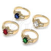 Anillo Multi Piedra 01.284.0106.2 Oro Laminado, Diseño de Cluster, con Granate Zirconia Cubica and Blanca Micro Pave, Pulido, Tono Dorado (One size fits all)