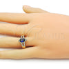 Anillo Multi Piedra 01.284.0106.3 Oro Laminado, Diseño de Cluster, con Zafiro Azul Zirconia Cubica and Blanca Micro Pave, Pulido, Tono Dorado (One size fits all)