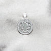 Dije Religioso 05.392.0103 Plata Rodinada, Diseño de San Benito, Pulido, Tono Plateado