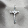 Dije Religioso 05.392.0110 Plata Rodinada, Diseño de Crucifijo, Pulido, Tono Plateado