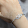 Pulsera Bolo Ajustable 03.392.0038 Plata Rodinada, Diseño de Mano de Dios y Bola, Pulido, Tono Plateado (Grosor 03 MM, 7 Pulgadas de Largo)