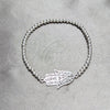Pulsera Bolo Ajustable 03.392.0038 Plata Rodinada, Diseño de Mano de Dios y Bola, Pulido, Tono Plateado (Grosor 03 MM, 7 Pulgadas de Largo)