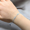 Pulsera Bolo Ajustable 03.426.0001.1.07 Plata Rodinada, Diseño de Bola, Cuero Azul, Tono Plateado (Grosor 03 MM, 7 Pulgadas de Largo)