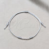 Pulsera Bolo Ajustable 03.426.0001.6.07 Plata Rodinada, Diseño de Bola, Algodón Azul, Tono Plateado (Grosor 03 MM, 7 Pulgadas de Largo)