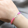 Pulsera Bolo Ajustable 03.426.0042.07 Plata Rodinada, Algodón, Tono Plateado (Grosor 04 MM, 7 Pulgadas de Largo)