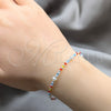 Pulsera Elegante 03.426.0056.07 Plata Rodinada, Diseño de Bola, con Perla Blanca y Cristal Multicolor, Pulido, Tono Plateado (Grosor 06 MM, 7 Pulgadas de Largo)