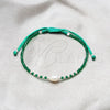 Pulsera Bolo Ajustable 03.426.0064.3.07 Plata Rodinada, Diseño de Bola, con Perla Blanca y Cristal Verde, Algodón, Tono Plateado (Grosor 08 MM, 7 Pulgadas de Largo)