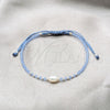 Pulsera Bolo Ajustable 03.426.0064.4.07 Plata Rodinada, Diseño de Bola, con Perla Blanca y Cristal Zafiro Claro, Algodón, Tono Plateado (Grosor 08 MM, 7 Pulgadas de Largo)