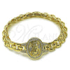 Pulsera Elegante 03.97.0001.08 Oro Laminado, Diseño de Guadalupe, con Blanca Zirconia Cubica, Diamantado, Tono Dorado (09 MM Thickness, 8 Inches Length)