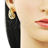 Arete Dormilona 02.195.0331 Oro Laminado, Diseño de Gota y Corazón, Pulido, Tono Dorado