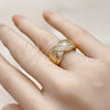 Anillo Multi Piedra 01.428.0001 Oro Laminado, con Blanca Micro Pave, Pulido, Tono Dorado (One size fits all)