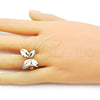 Anillo Multi Piedra 01.428.0004 Oro Laminado, Diseño de Oja y Mariposa, con Blanca Micro Pave, Pulido, Tono Dorado (One size fits all)