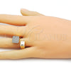 Anillo Multi Piedra 01.428.0010 Oro Laminado, con Blanca Micro Pave, Pulido, Tono Dorado (One size fits all)