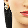 Arete Dormilona 02.163.0373 Oro Laminado, Diseño de Corazón, con Blanca Zirconia Cubica, Pulido, Tono Dorado