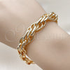 Pulsera Elegante 03.93.0021.08 Oro Laminado, Diamantado, Tono Dorado (14 MM Thickness, 8 Inches Length)