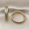 Argolla Huggie 02.283.0223.30 Oro Laminado, con Blanca Micro Pave, Pulido, Tono Dorado