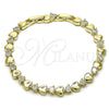 Pulsera Tennis 03.213.0321.07 Oro Laminado, Diseño de Corazón, con Zirconia Cubica Blanca, Pulido, Tono Dorado (Grosor 06.5 MM, 7 Pulgadas de Largo)