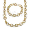 Collar y Pulsera 06.429.0007 Oro Laminado, Diseño de Torcido y Rolo, Pulido, Tono Dorado