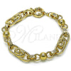 Pulsera Elegante 03.429.0013.07 Oro Laminado, Diseño de Bola y Corazón, Pulido, Tono Dorado (10 MM Thickness, 7 Inches Length)