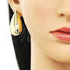Arete Dormilona 02.428.0032 Oro Laminado, Diseño de Gota y Hueco, Pulido, Tono Dorado