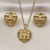 Juego de Arete y Dije de Adulto 10.379.0093 Oro Laminado, Diseño de Corazón, Pulido, Tono Dorado