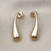 Arete Dormilona 02.163.0380 Oro Laminado, Diseño de Gota, Pulido, Tono Dorado