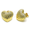 Arete Dormilona 02.163.0384 Oro Laminado, Diseño de Corazón, Pulido, Tono Dorado