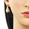 Arete Dormilona 02.195.0339 Oro Laminado, Diseño de Gota y Hueco, Pulido, Tono Dorado