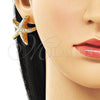 Arete Dormilona 02.195.0345 Oro Laminado, Diseño de Estrella, Pulido, Tono Dorado