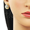 Arete Dormilona 02.195.0346 Oro Laminado, Diseño de Bola, Diamantado, Tono Dorado