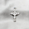Dije Religioso 05.392.0127 Plata Rodinada, Diseño de Cruz, Pulido, Tono Plateado