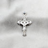 Dije Religioso 05.392.0127 Plata Rodinada, Diseño de Cruz, Pulido, Tono Plateado
