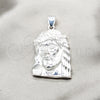 Dije Religioso 05.392.0130 Plata Rodinada, Diseño de Jesus, Pulido, Tono Plateado