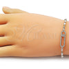 Pulsera Tennis 03.283.0453.07 Oro Laminado, Diseño de Paperclip y Baguette, con Blanca Zirconia Cubica, Pulido, Tono Dorado (07 MM Thickness, 7 Inches Length)