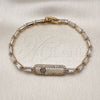 Pulsera Tennis 03.283.0453.07 Oro Laminado, Diseño de Paperclip y Baguette, con Blanca Zirconia Cubica, Pulido, Tono Dorado (07 MM Thickness, 7 Inches Length)