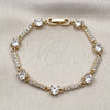 Pulsera Tennis 03.283.0455.07 Oro Laminado, con Blanca Zirconia Cubica, Pulido, Tono Dorado (06 MM Thickness, 7 Inches Length)