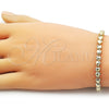 Pulsera Tennis 03.213.0323.07 Oro Laminado, Diseño de Corazón, con Zirconia Cubica Blanca, Pulido, Tono Dorado (Grosor 05 MM, 8 Pulgadas de Largo)