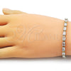 Pulsera Tennis 03.213.0325.07 Oro Laminado, Diseño de Baguette, con Blanca Zirconia Cubica, Pulido, Tono Dorado (04 MM Thickness, 7 Inches Length)