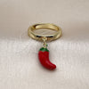 Anillo Elegante 01.421.0001 Oro Laminado, Diseño de Chili, Esmaltado Rojo, Tono Dorado (One size fits all)