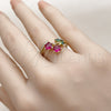 Anillo Elegante 01.421.0003 Oro Laminado, Diseño de Cereza, con Rubi and Verde Zirconia Cubica, Pulido, Tono Dorado (One size fits all)