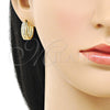 Argolla Huggie 02.283.0243.20 Oro Laminado, Diseño de Torcido, con Blanca Zirconia Cubica, Pulido, Tono Dorado