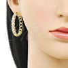 Argolla Huggie 02.204.0054.35 Oro Laminado, con Blanca Micro Pave, Pulido, Tono Dorado