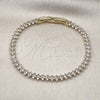 Pulsera Tennis 03.213.0344.07 Oro Laminado, con Zirconia Cubica Blanca, Pulido, Tono Dorado (Grosor 05 MM, 8 Pulgadas de Largo)