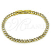 Pulsera Tennis 03.213.0344.07 Oro Laminado, con Zirconia Cubica Blanca, Pulido, Tono Dorado (Grosor 05 MM, 8 Pulgadas de Largo)