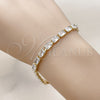 Pulsera Tennis 03.213.0345.07 Oro Laminado, Diseño de Baguette, con Blanca Zirconia Cubica, Pulido, Tono Dorado (04 MM Thickness, 8 Inches Length)
