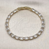 Pulsera Tennis 03.213.0345.07 Oro Laminado, Diseño de Baguette, con Blanca Zirconia Cubica, Pulido, Tono Dorado (04 MM Thickness, 8 Inches Length)